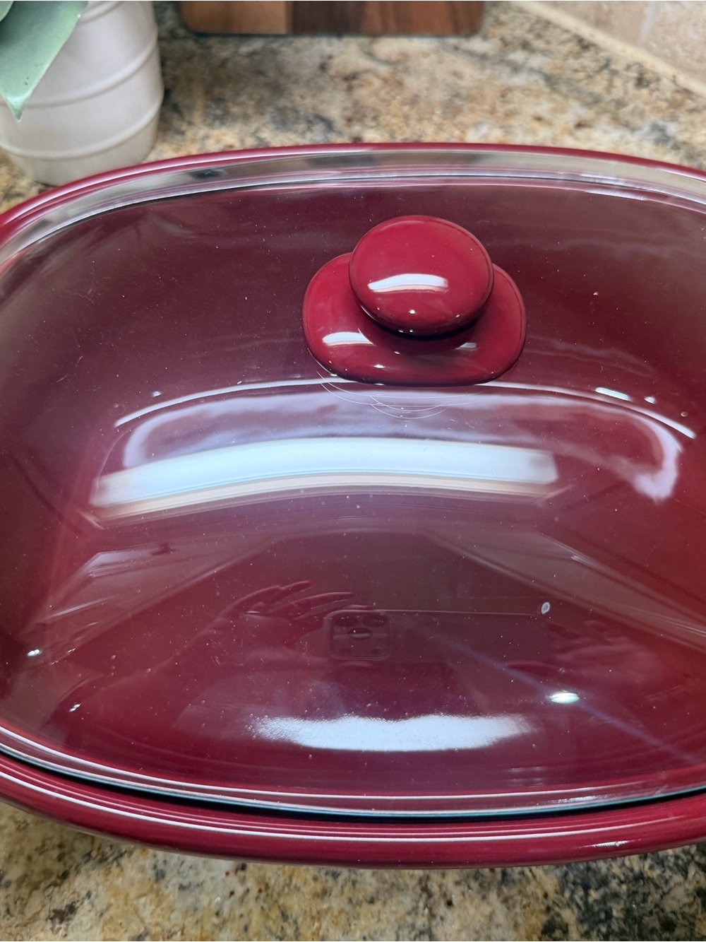Glossy Cherry Red Ceramic Casserole with Glass Lid